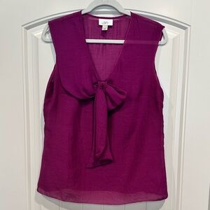 Loft Size M Fushia Sleeveless Blouse with Bow Detail